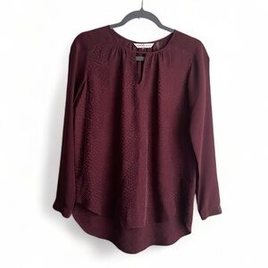 Rebecca Taylor Silk Keyhole Neck Animal Print Blouse